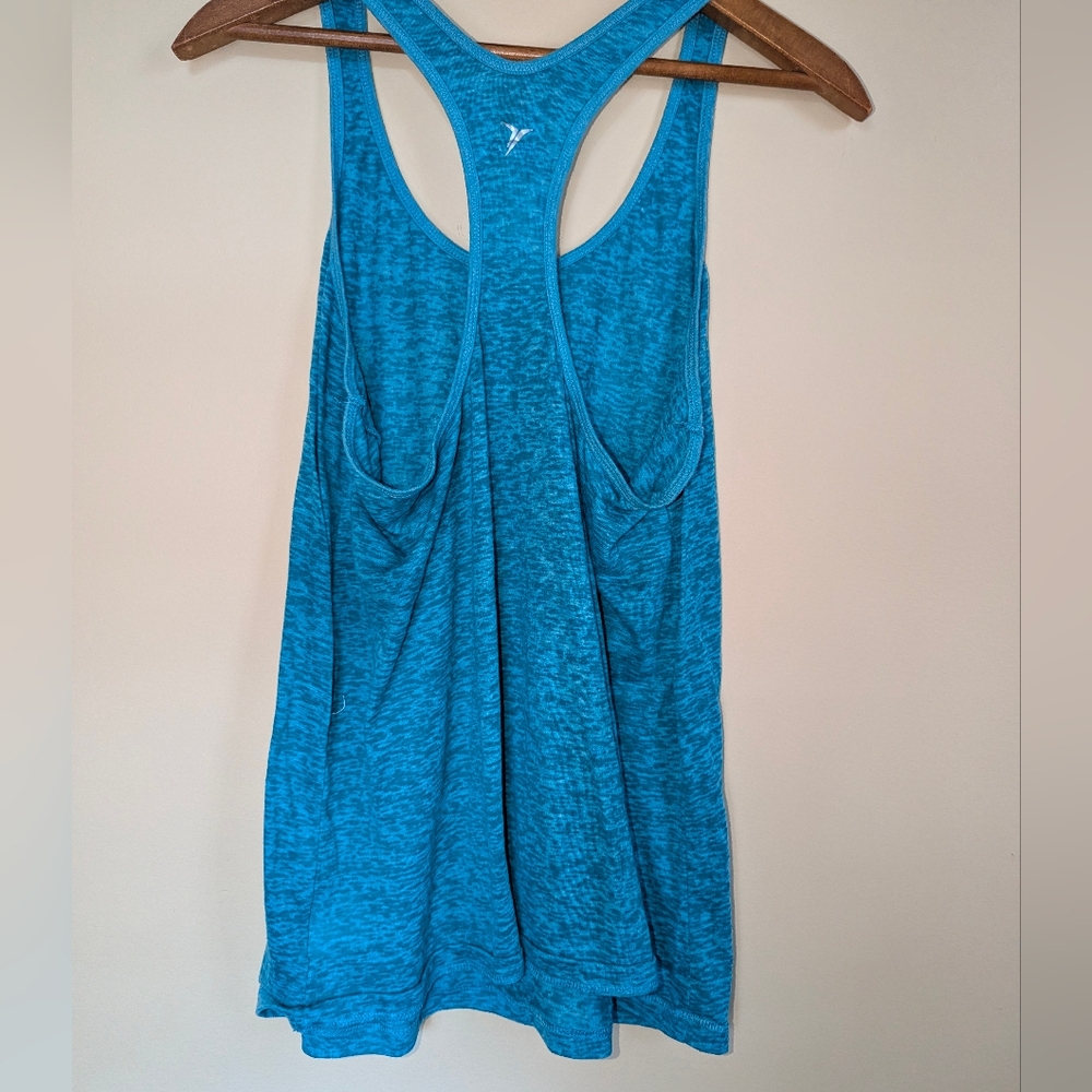 Old Navy Active Womens Teal Burnout Heather Racerback Workout Tank Top Size‎ L - Picture 2 of 4